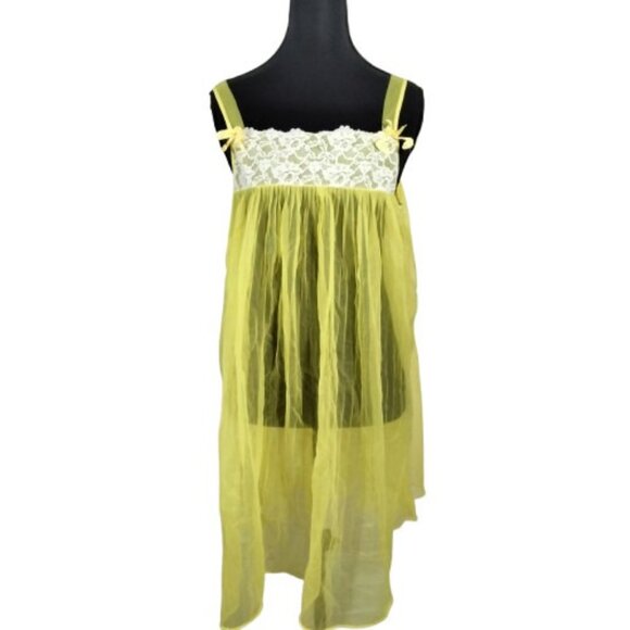 Vtg Y2K Babydoll Slip Dress Nightgown M Coquette Sabrina Carpenter Cottagecore - Picture 4 of 11